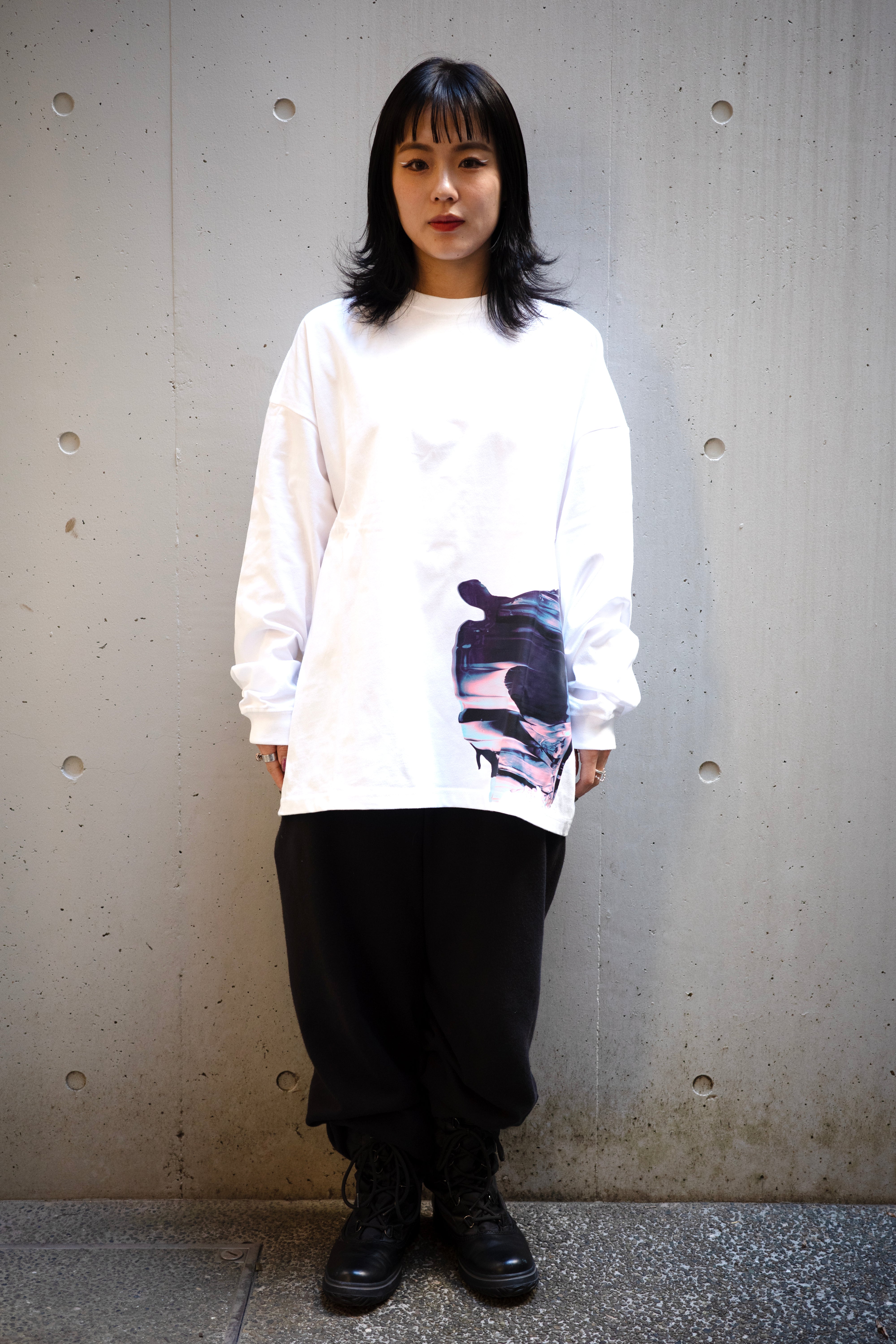 RAW SCRAPE Oversized long sleeve T-shirt