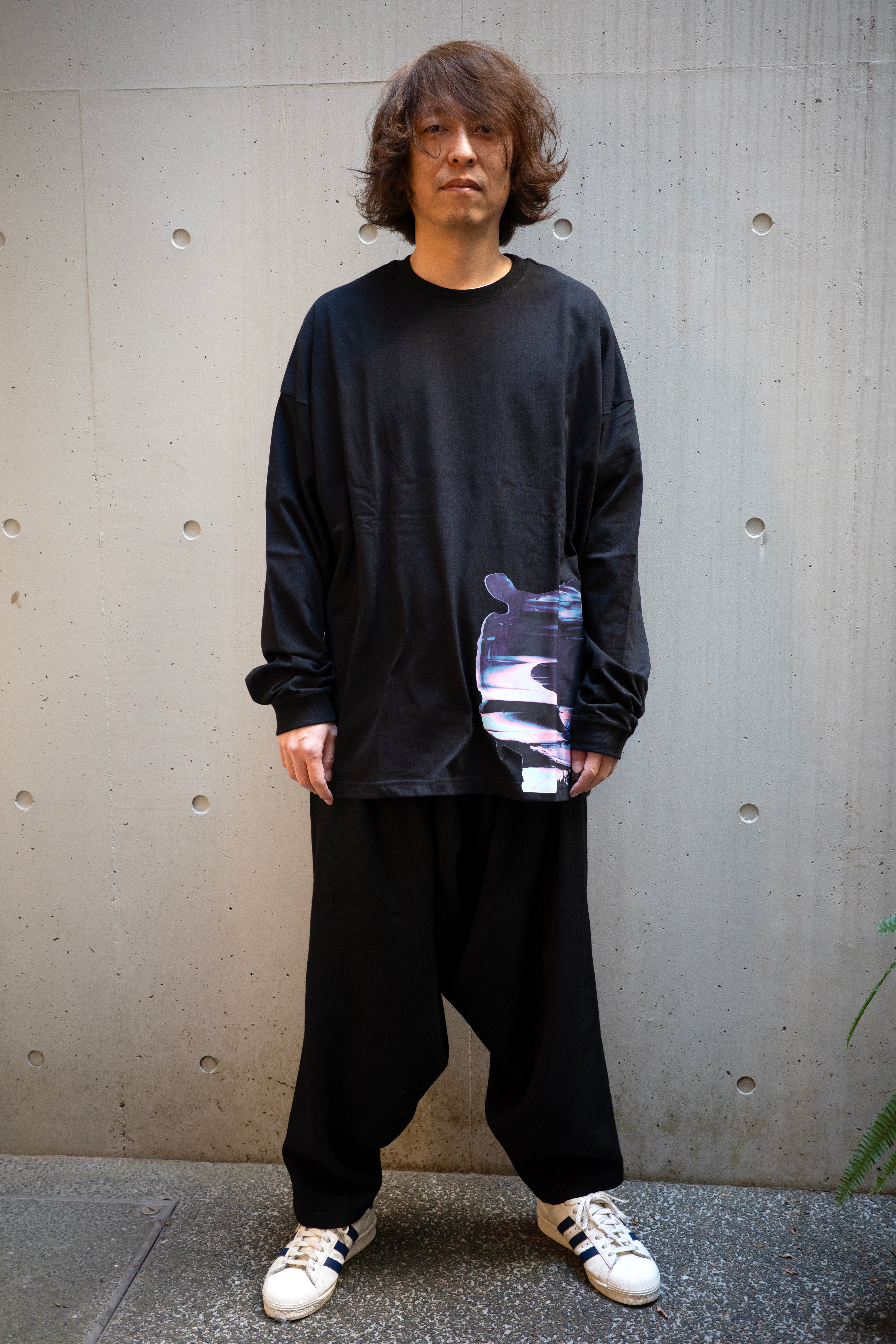 RAW SCRAPE Oversized long sleeve T-shirt